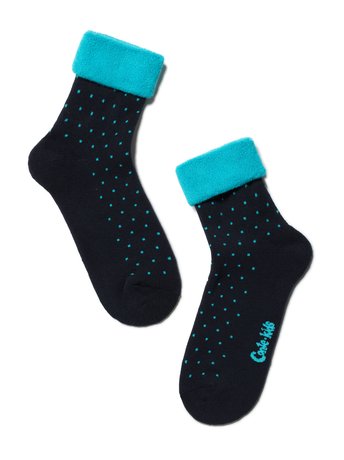Шкарпетки дитячі Conte Kids SOF-TIKI (махрові з відворотом), Темно-синий-Бирюза, 22, 33, Комбинированный