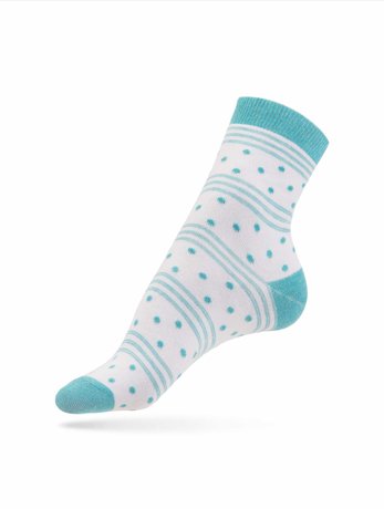 Шкарпетки жіночі бавовняні ESLI CLASSIC, Белый-бирюза, 36-37, 36, Комбинированный