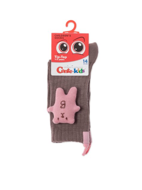 Подовжені шкарпетки в рубчик Conte Kids TIP-TOP 20С-170СП із декоративною іграшкою, Кофейный, 14, 21, Темно-коричневый