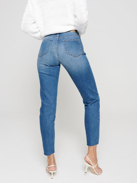 Eco-friendly джинсы с высокой посадкой Conte Elegant Mom Fit CON-189, mid blue, XS, 40/164, Синий