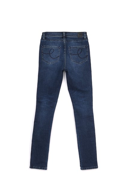 Ультрамодные моделирующие джинсы с лампасами из люрекса Conte Elegant CON-99, Темно-синий, L, 46/164, Темно-синий