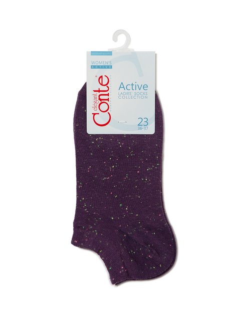 Шкарпетки жіночі Conte Elegant ACTIVE (ультракороткі, pixels), баклажан, 36-37, 36, Фиолетовый