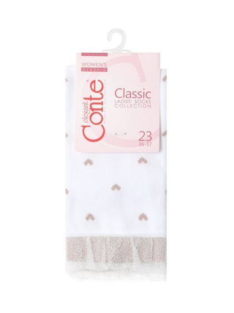 Шкарпетки з повітряним бортом і люрексом Conte Elegant CLASSIC 20С-105СП, Білий, 36-37, 36, Белый