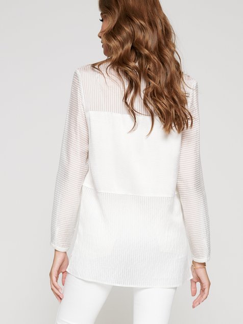 Сорочка в смужку з віскози преміальної якості «відчуття шовку» Conte Elegant LBL 1095, off-white, XL, 48/170, Білосніжний