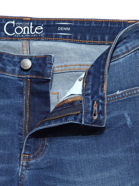 Ультракомфортные eco-friendly straight джинсы со средней посадкой Conte Elegant CON-152, authentic blue, S, 42/164, Синий