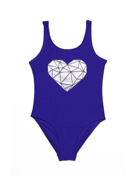 Злитий купальник з металевим принтом Conte Elegant MINI LOVE, deep ultramarine, 134-140, 134см, Темно-голубой
