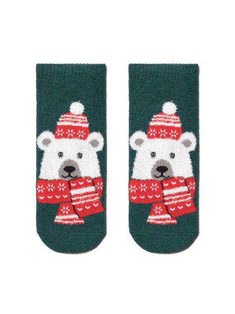 Шкарпетки жіночі Conte Elegant NEW YEAR "Білий ведмедик", темно-Бирюзовый, 36-39, 36, Темно-бирюзовый