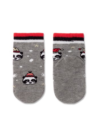 Шкарпетки дитячі Conte Kids NEW YEAR «Xmas panda», серый, 9-10, 16, Сірий