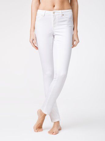 Ультракомфортные моделирующие джинсы Conte Elegant CON-128, white, XS, 40/164, Белый