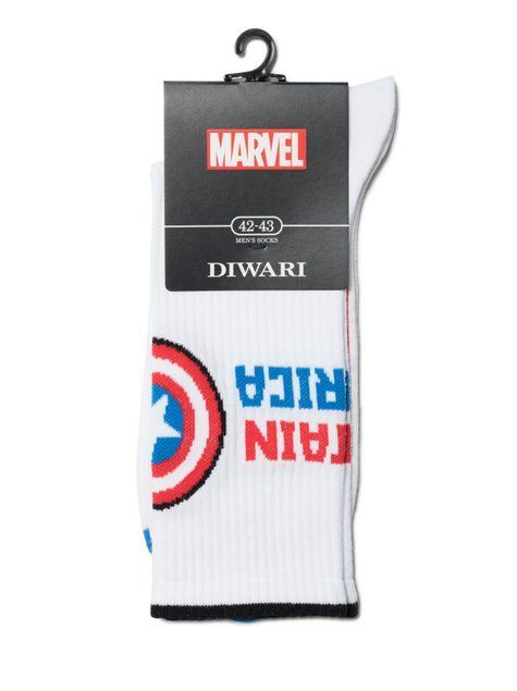 Носки мужские DiWaRi &copy;MARVEL (удлиненные с рисунками), Белый, 44-45, 44, Белый