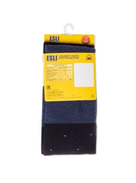 Колготки детские из хлопка, с рисунками ESLI 21С-72СПЕ, черный-темно-синий, 116-122, 116см, Комбинированный