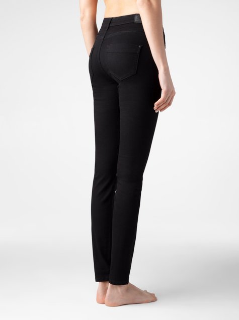 Моделирующие джинсы skinny с высокой посадкой Conte Elegant CON-285, deep black, L, 46/164, Черный