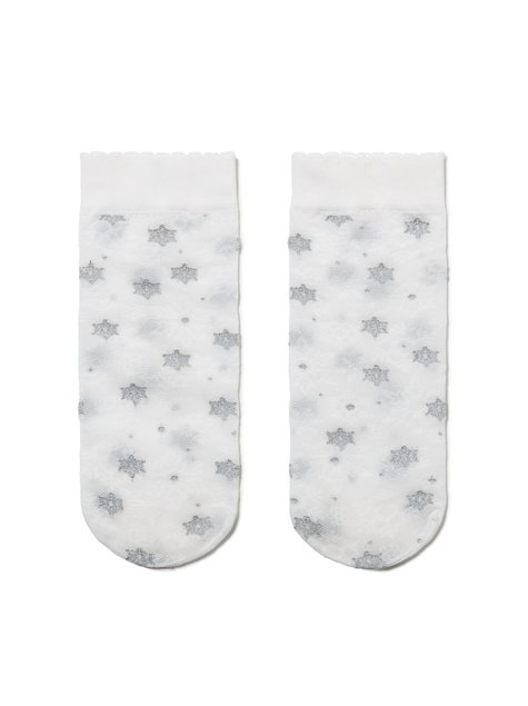 Шкарпетки дитячі нарядні Conte Elegant © Disney Frozen 20 (з люрексом і сніжинками), Bianco, 18, 27, Білосніжний