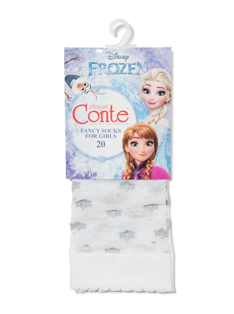 Шкарпетки дитячі нарядні Conte Elegant © Disney Frozen 20 (з люрексом і сніжинками), Bianco, 18, 27, Білосніжний