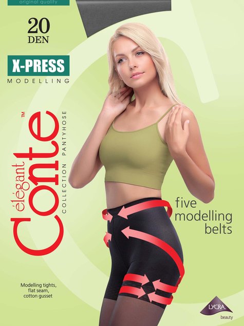 Моделюючі колготки з ефектом "push-up" Conte Elegant X-PRESS 20 Lycra®, Bronz, 2, 2, Бронзовый