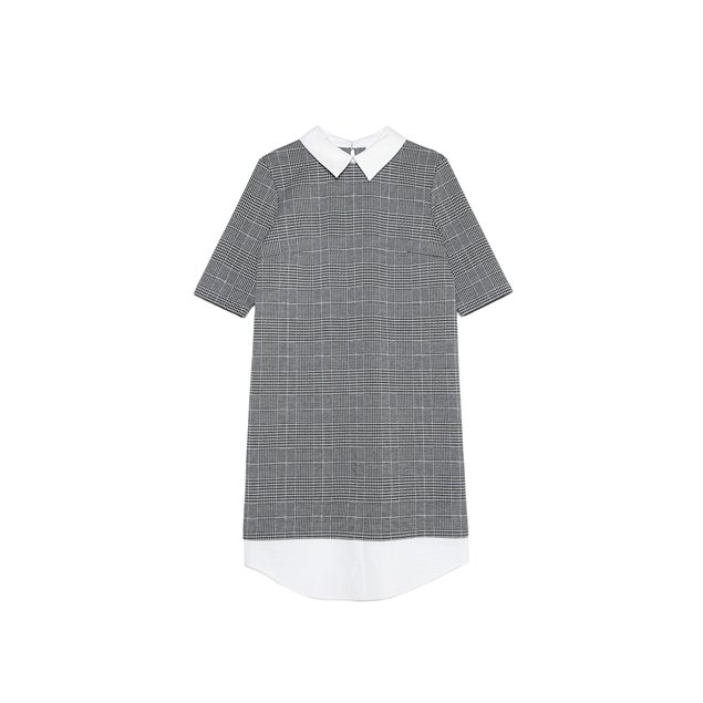 Сукня в "гусячу лапку" з імітацією сорочки Conte Elegant LPL 1052, grey-ivory check, XL, 48/170, Комбинированный