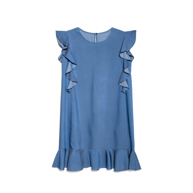 Джинсова сукня А-силуету з воланами Conte Elegant LPL 905, light denim, XS, 40/170, Светло-синий