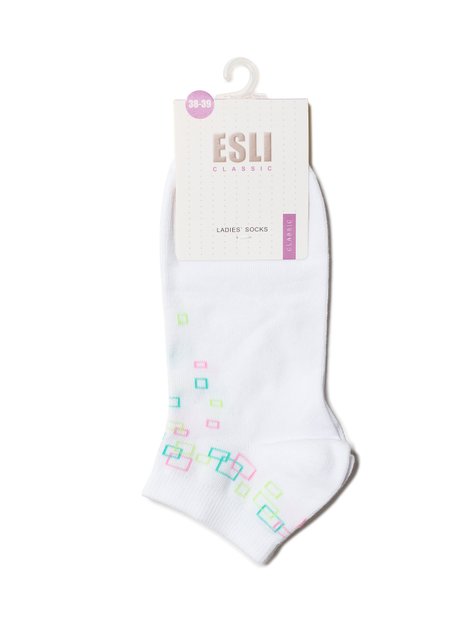 Шкарпетки жіночі бавовняні ESLI CLASSIC (короткі), Білий, 36-37, 36, Белый