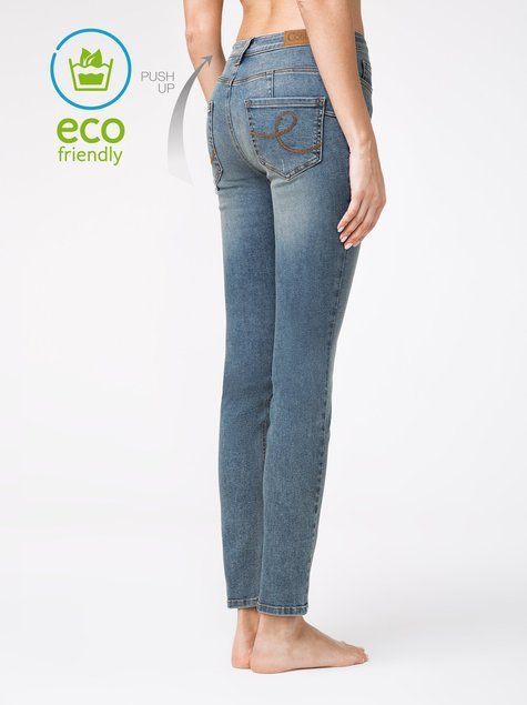 Моделирующие eco-friendly джинсы с высокой посадкой Conte Elegant CON-146, mid blue, M, 44/170, Синий