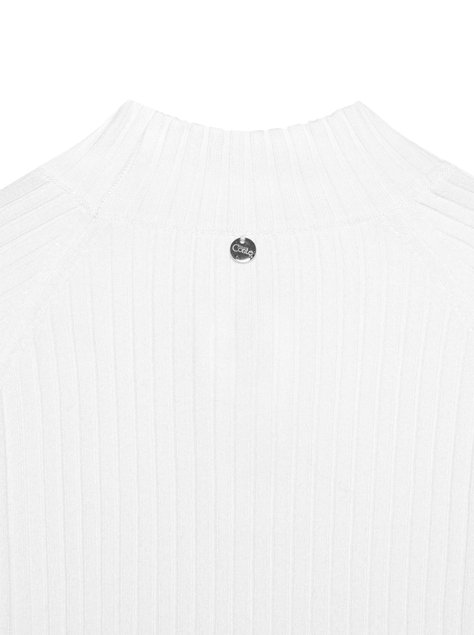 Свитер в рубчик из итальянской пряжи Conte Elegant LDK 060, off-white, XS, 40/170, Белоснежный
