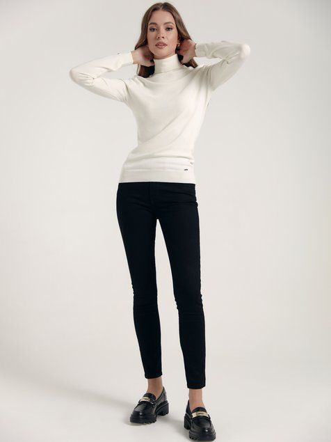 Джинси skinny з ефектом push-up і з високою посадкою Conte Elegant CON-374, deep black, XL, 48/164, Черный