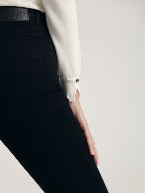 Джинси skinny з ефектом push-up і з високою посадкою Conte Elegant CON-374, deep black, XL, 48/164, Черный