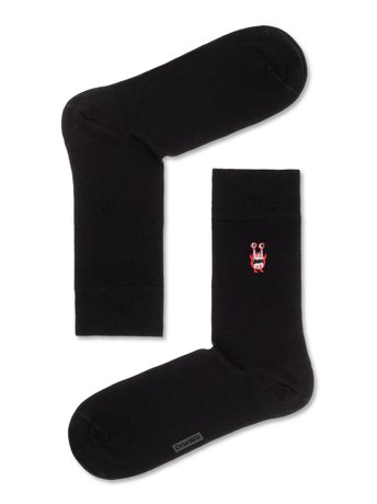 Однотонные хлопковые носки с вышивкой DiWaRi HAPPY 20С-36СП, Черный, 42-43, 42, Черный