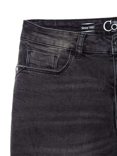Моделюючі eco-friendly джинси super skinny c високою посадкою Conte Elegant CON-171 Lycra, washed black, L, 46/164, Черный