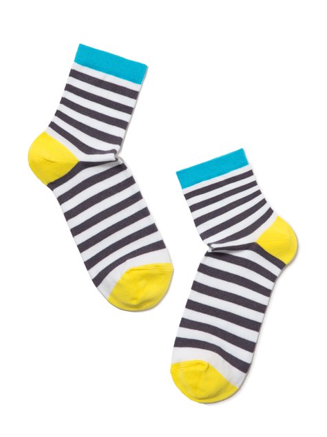 Шкарпетки жіночі бавовняні Conte Elegant CLASSIC, Белый-Темно-серый, 36-37, 36, Комбинированный