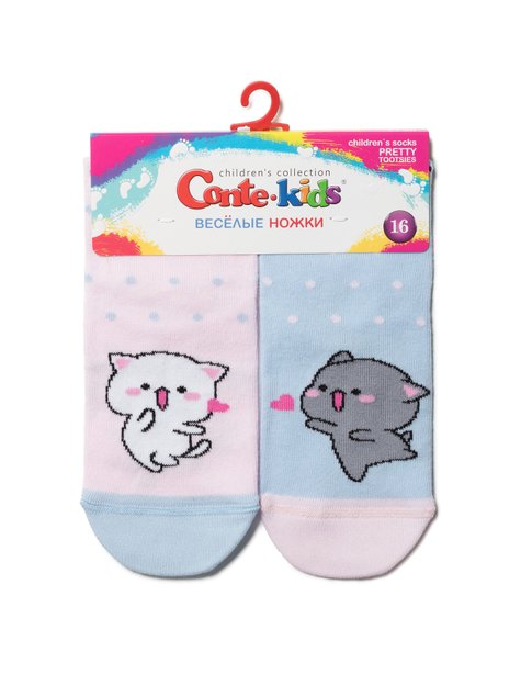 Носки детские Conte Kids Веселые ножки, голубой-светло-розовый, 18, 27, Комбинированный