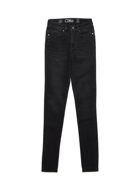 Моделирующие eco-friendly джинсы skinny "push-up" с высокой посадкой Conte Elegant CON-148, washed black, L, 46/164, Черный