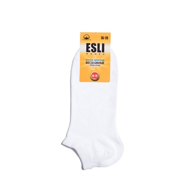 Носки женские хлопковые ESLI C-WS-01 (укороченные, 2 пары), Белый, 36-39, 36, Белый