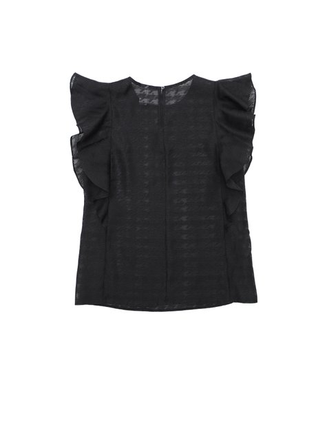 Блузка с воланами из полупрозрачного полотна с рисунком Conte Elegant LBL 1099, black, XL, 48/170, Черный