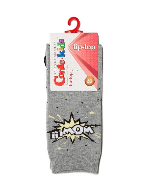 Шкарпетки дитячі Conte Kids TIP-TOP (бавовняні, з малюнками), серый, 20, 30, Сірий