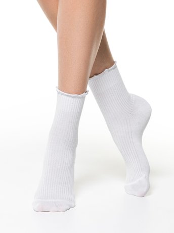 Хлопковые носки с фактурным переплетением Conte Elegant CLASSIC 20С-172СП, Белый, 36-37, 36, Белый