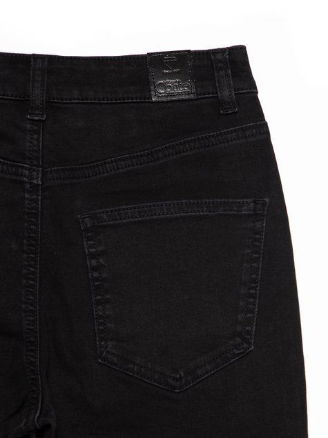 Моделюючі джинси на ґудзиках з високою посадкою Conte Elegant CON-352, washed black, XS, 40/164, Черный