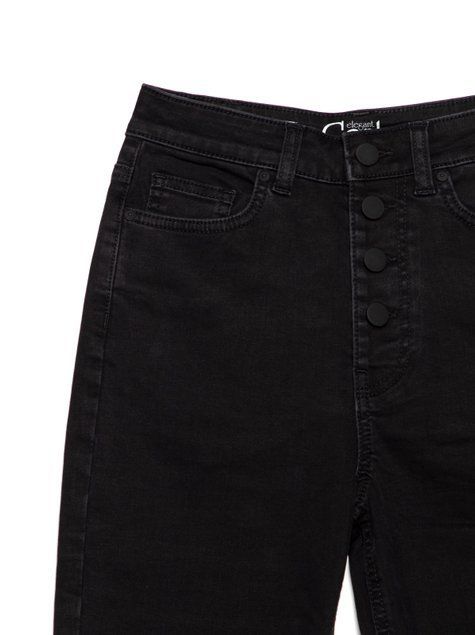 Моделюючі джинси на ґудзиках з високою посадкою Conte Elegant CON-352, washed black, XS, 40/164, Черный