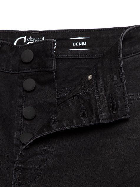 Моделюючі джинси на ґудзиках з високою посадкою Conte Elegant CON-352, washed black, XS, 40/164, Черный