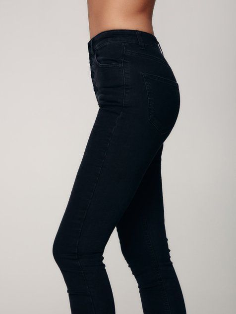 Моделюючі джинси на ґудзиках з високою посадкою Conte Elegant CON-352, washed black, XS, 40/164, Черный