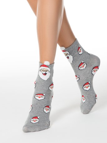 Шкарпетки жіночі Conte Elegant NEW YEAR "Санта-Клаус", серый, 36-39, 36, Сірий