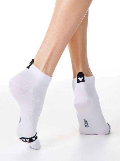 Шкарпетки жіночі бавовняні Conte Elegant © Disney (укорочені), Білий, 36-37, 36, Белый