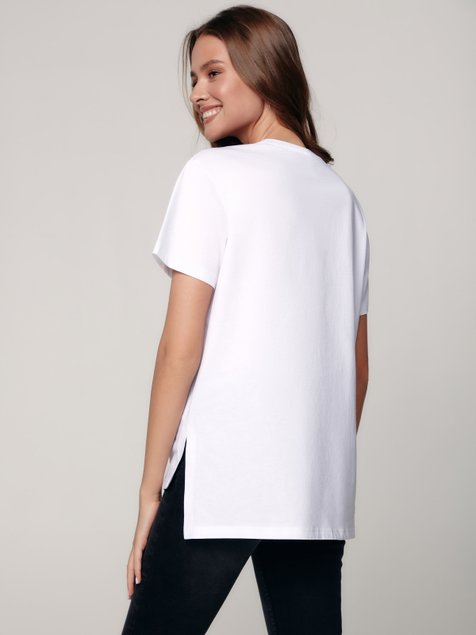 Асимметрическая Oversize-футболка с хольнитенами Conte Elegant LD 1192, white, XS, 40/170, Белый