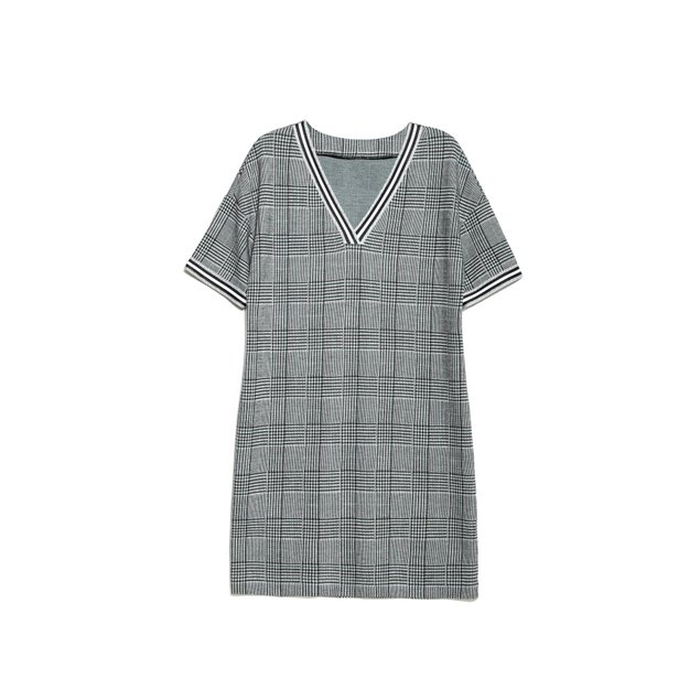 Ультрамодное платье А-силуэта в клетку Conte Elegant LPL 893, grey check, S, 42/170, Серый