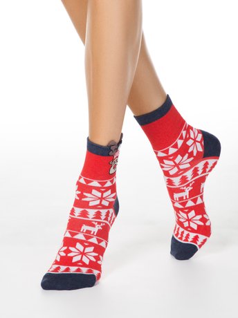 Шкарпетки жіночі Conte Elegant NEW YEAR "Рудольф", Червоний, 36-39, 36, Красный