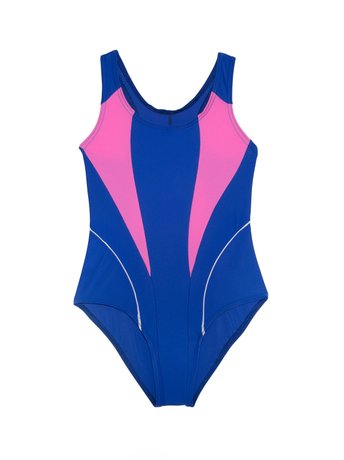 Слитный купальник для девочек ESLI AQUAMARINE (2021), синий, розовый, 122-128, 122см, Комбинированный