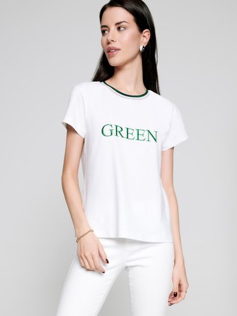 Біла футболка з сяючою вишивкою "Green" Conte Elegant LD 1108, white, XL, 48/170, Белый