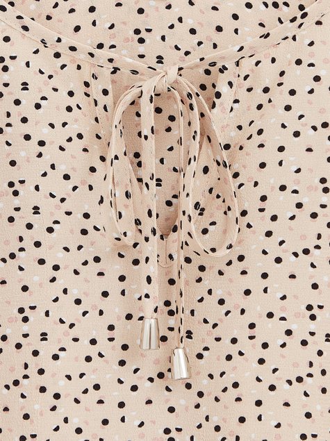 Блузка на зав'язках з преміальної віскози Conte Elegant LBL 1178, beige-multi, XS, 40/170, Бежевый