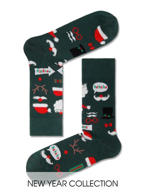 Новорічні чоловічі шкарпетки DiWaRi, темно-зеленый, 43-45, 43, Темно-зеленый
