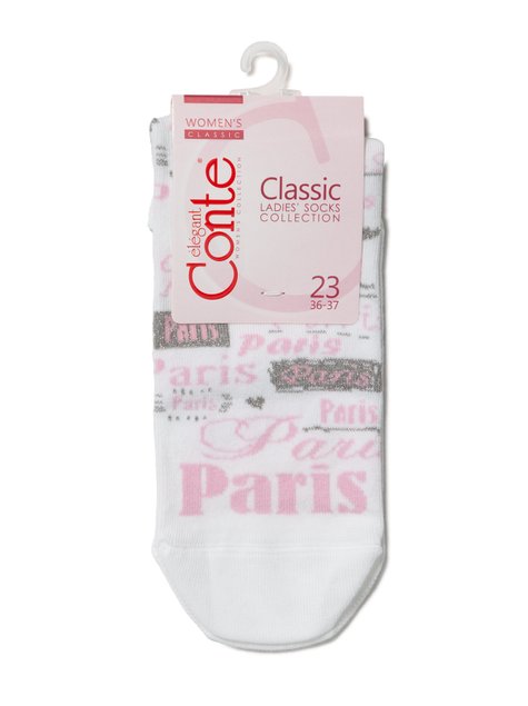 Носки женские хлопковые Conte Elegant CLASSIC (люрекс), Белый, 36-37, 36, Белый