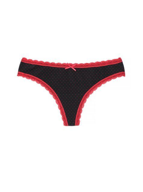 Труси жіночі "стрінг" Conte Elegant LAZY DAYS LST 1004, black-red, L, 46, Комбинированный